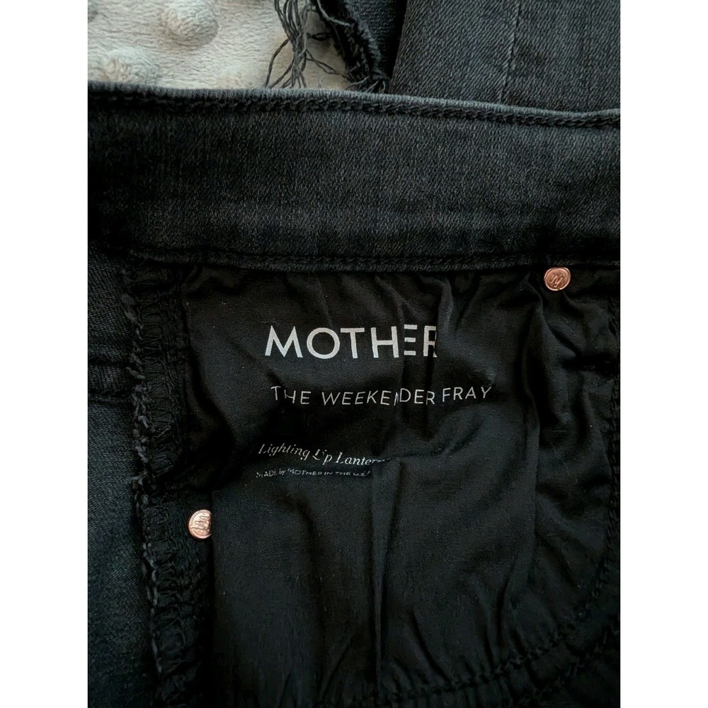 Mother The Weekender Fray Jeans Women's 27x31 Black Gray Raw Hem Washed Denim - Picture 15 of 16